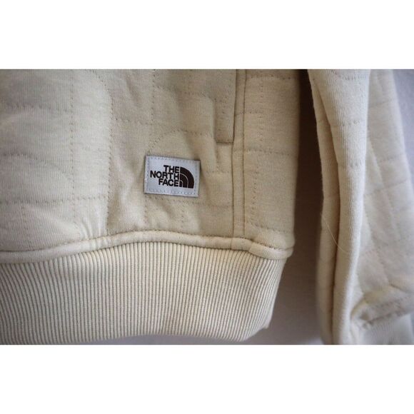 The North Face Women Sz M Beige Heather Longs Peak Quilted 1/4 Zip Jacket - Picture 6 of 8